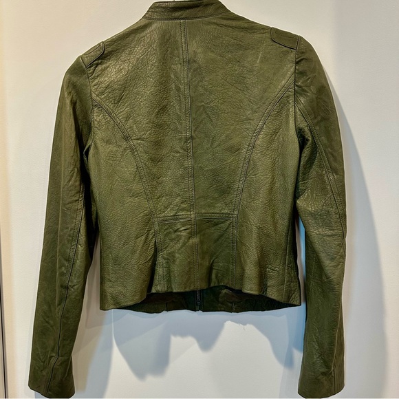 Theory Women’s Olive Green Leather Jacket - Picture 2 of 6